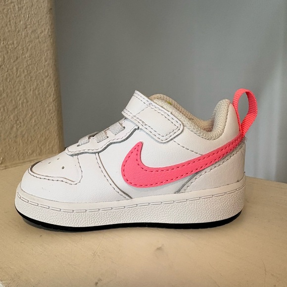 Nike Court Borough Low 2 TDV Baby Sneakers White Pink 4C BQ5453-108 - Picture 3 of 9
